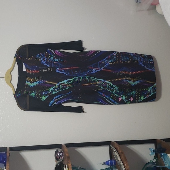 NWT Joseph Ribkoff Print Dress With Mesh 3/4 Sleeves Bright Dress, Size 10 - Picture 6 of 17